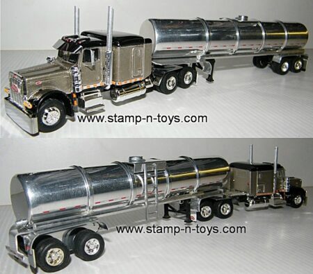 snt custom 0066 Peterbilt 379 pulling an Aluminum ribbed tanker trailer