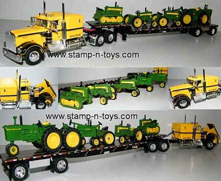 snt custom 0075 Kenworth W-900A pulling a 53' Stepdeck w/John Deere Tractor Load
