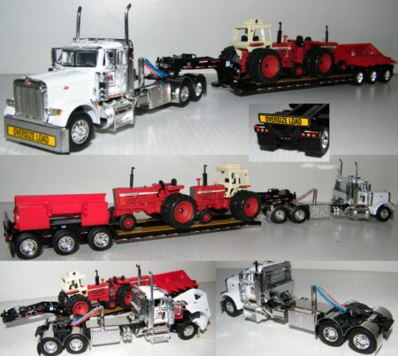 snt custom 0042 Peterbilt 379 daycab pulling a Fontaine 3-axle Lowboy w/IH Load