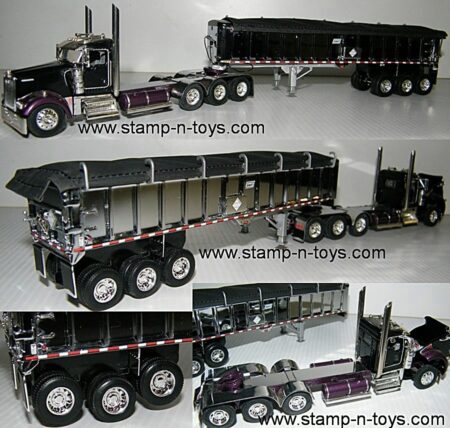 snt custom 0100 Kenworth W-900L DayCab pulling a 3-axle Chrome East End Dump Trailer