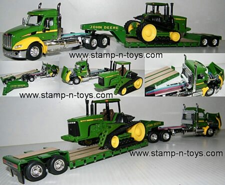 snt custom 0012 John Deere Peterbilt 579 pulling a Flexhaul Double Drop Lowboy with Load