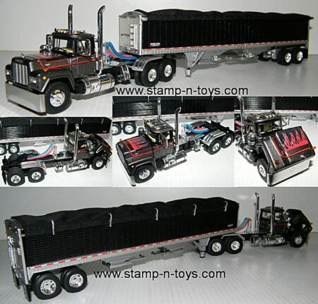 snt custom 0107 Mack R Model Day Cab pulling a Wilson Hopper Bottom Grain Trailer