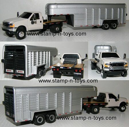 snt 0132 Ford F-350 Custom Flatbed w/gooseneck livestock trailer