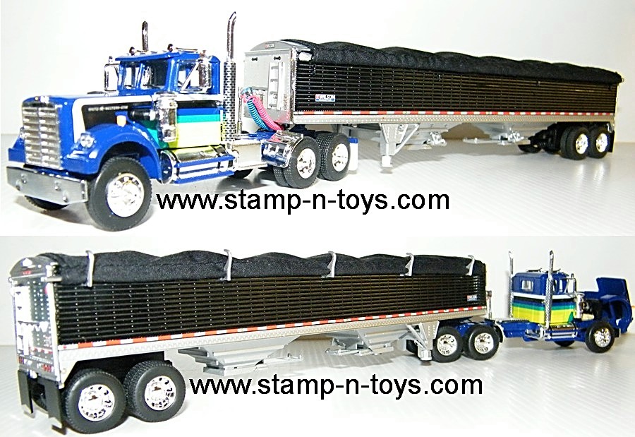 snt custom 0137 White-Western Star day cab pulling a Wilson Pacesetter Hopper Bottom