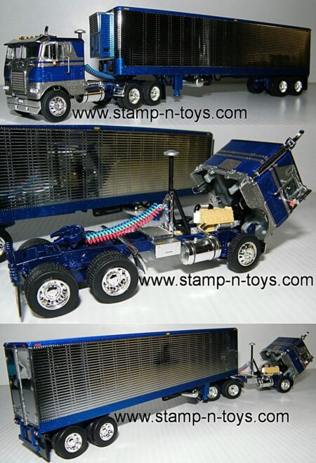 snt custom 0180 White-Freightliner Cabover pulling a vintage 40' Chrome Reefer Van