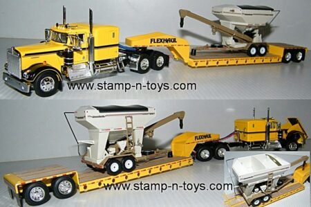 snt custom 0076 Kenworth W900A pulling Flexhaul 2-axle Lowboy w/Unverferth Seed Runner Load