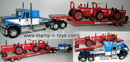 snt0157 GMC General w/custom Landoll 319D Sliding Axle tilt bed Trailer and IH Tractor Load
