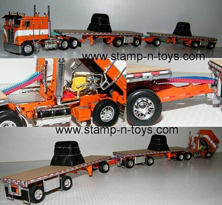 snt custom 0166 Kenworth K-100 C. O. E. pulling 2 - Wilson S/A Flatbeds w/Steel Coil Loads