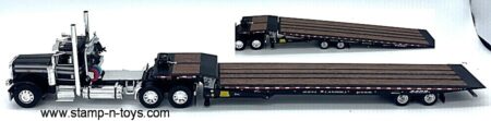 1st Gear/DCP 60-1980 Peterbilt 389 daycab pulling a Landoll 440 sliding axle trailer