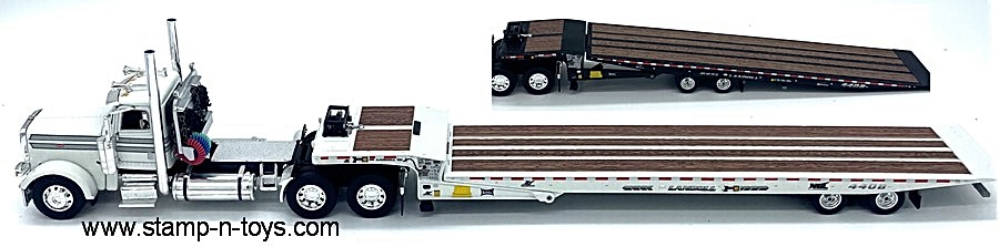 1st Gear/DCP 60-2038 Peterbilt 389 daycab pulling a Landoll 440 sliding axle trailer