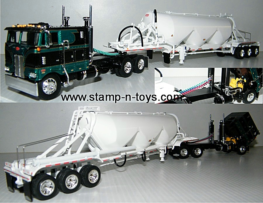 snt 0175 Peterbilt 352 COE cab pulling a Heil 3-tank Pneumatic Tanker Trailer