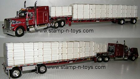 1st Gear/DCP 31111 Pete 379 63" Sleeper w/Wilson Transcraft Spread Axle Stepdeck & PVC Pipe Load