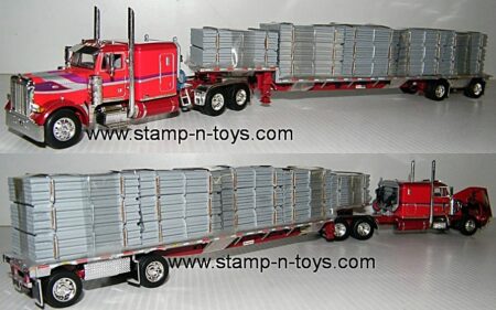 1st Gear/DCP 31389 Pete 379 63" Sleeper w/Wilson Transcraft Spread Axle Stepdeck & PVC Pipe Load (Copy)