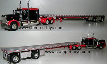 1st Gear/DCP 31444 Peterbilt 379 pulling a Wilson Roadbrute S/A Flatbed