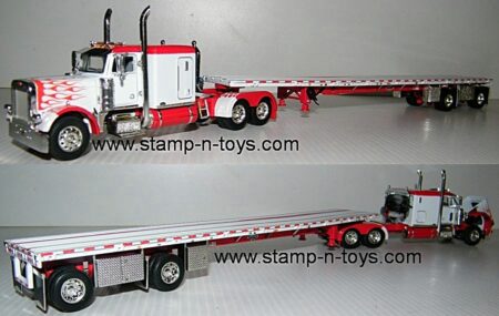 1st Gear/DCP 31445 Peterbilt 379 pulling a Wilson Roadbrute S/A Flatbed