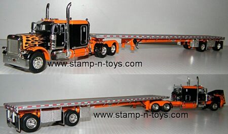 1st Gear/DCP 31447 Peterbilt 379 pulling a Wilson Roadbrute S/A Flatbed