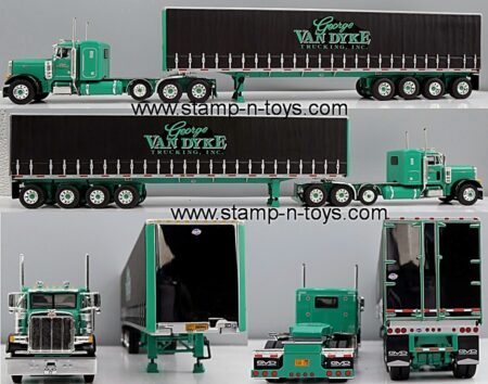1st Gear/DCP 60-2157 Peterbilt 379 w/36" flat top sleeper pulling a53'four-axle Utility Tautliner Van