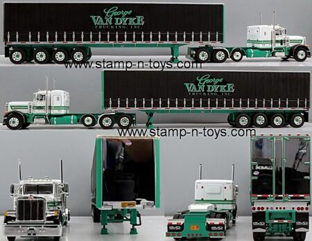 1st Gear/DCP 60-2158 Peterbilt 379 w/36" flat top sleeper pulling a53'four-axle Utility Tautliner Van