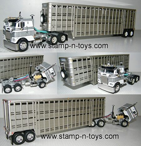 snt custom 0176 White-Freightliner Cabover pulling a Wilson 45' Cattlepot