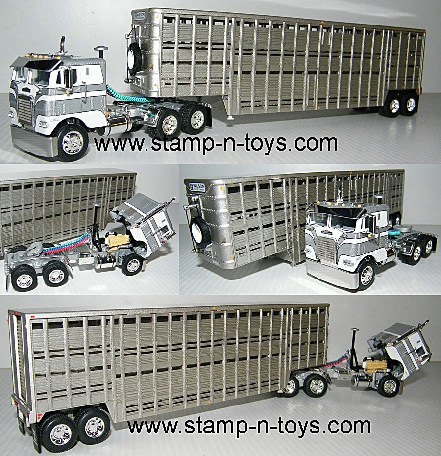 snt custom 0176 White-Freightliner Cabover pulling a Wilson 45' Cattlepot