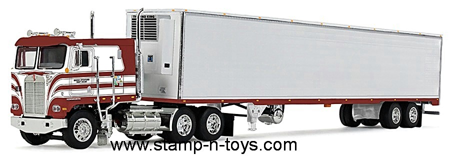 First Gear 69-2253 KW K-100 Red's Favorite Kenworth W-900L pulling a 53' Utility Reefer Trailer