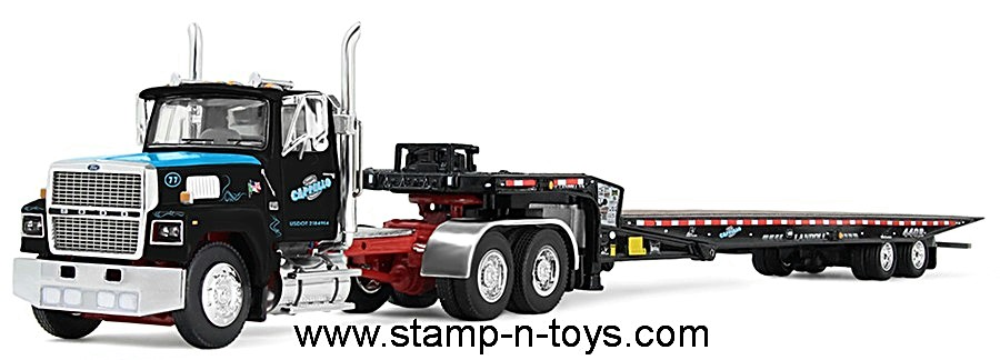 1st Gear/DCP 69-2174 Cappello Heavy Transport Ford LTL 9000 with a Landoll 2-axle sliding axle trailer