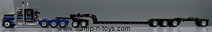 1st Gear/DCP 60-2132 Peterbilt 389 3-axle pulling a Fontaine Lowboy Trailer w/Jeep & Flip Axle