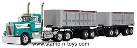 1st Gear/DCP 60-2291 Kenworth W-900A Day Cab w/Two 22' End Dump Trailers & Dolly.