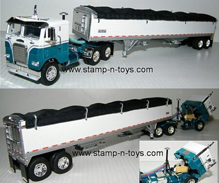 snt custom 0139 Custom White Freightliner C/O w/42' Wilson Grain Trailer