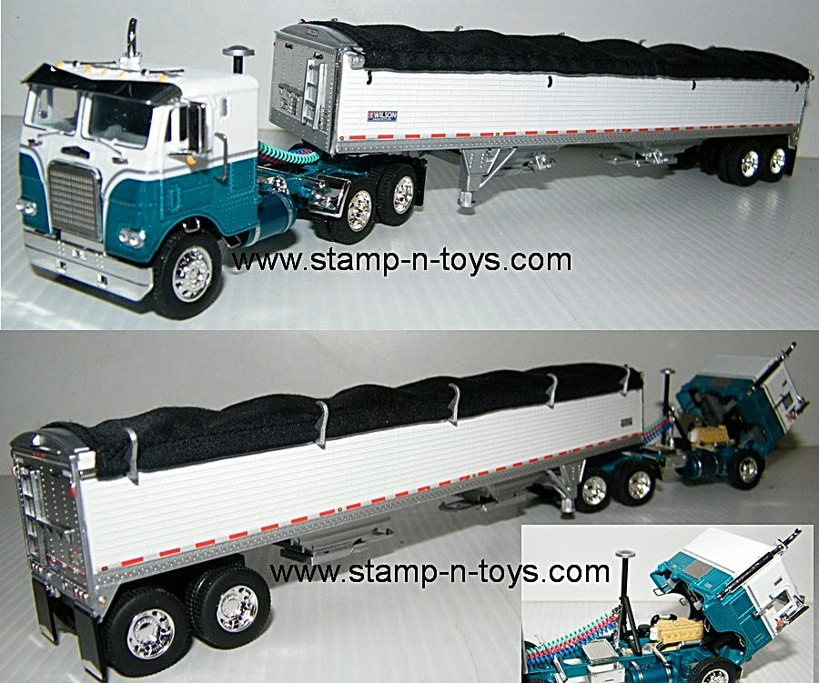 snt custom 0139 Custom White Freightliner C/O w/42' Wilson Grain Trailer