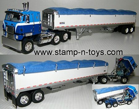 snt custom 0156 IH Transtar II pulling a 43' Wilson Pacesetter Hopper-Bottom Grain Trailer